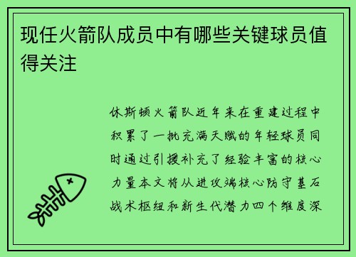 现任火箭队成员中有哪些关键球员值得关注